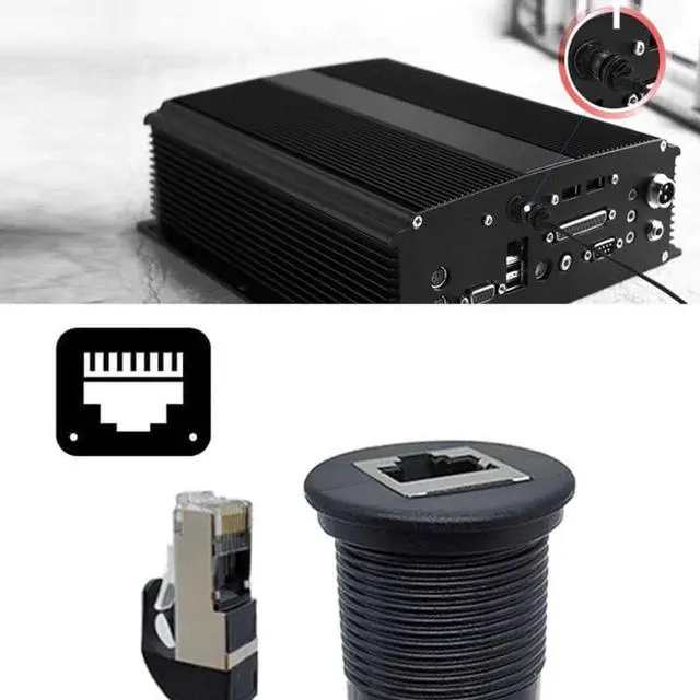 Alt view image 2 of 7 - Aomoproing 1m Waterproof Dustproof Screw Locking CAT6 RJ45 Male to Female Lan Ethernet Network Extension Cable Car Panel Mount Design