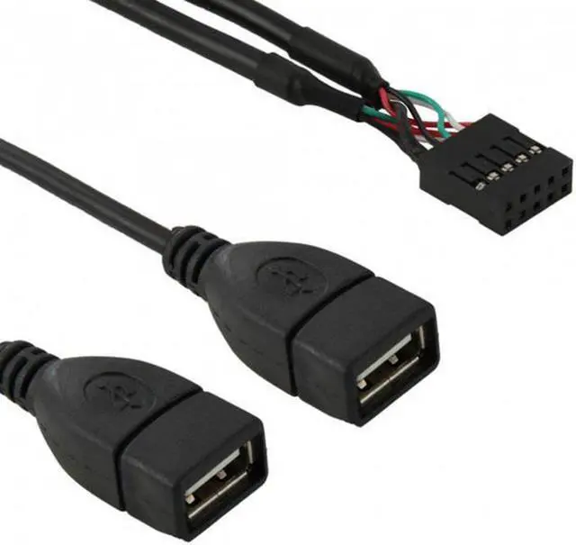 Alt view image 2 of 7 - Aomoproing USB 9Pin 10Pin Motherboard Female Header to Dual USB 2.0 Female Adapter Cable 50cm