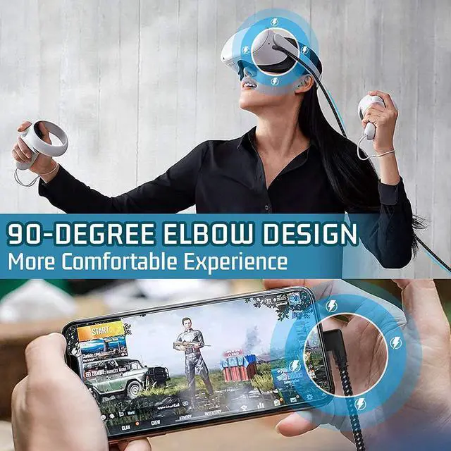 Alt view image 6 of 7 - 16ft / 5M Nylon Braided VR Link Cable for Oculus Quest 2 Quest 1 VR Headset, USB 3.0 USB A to USB C Type C 5Gbps High Speed Data Transfer Charging Cord Compatible for Oculus VR Headset, PC Game