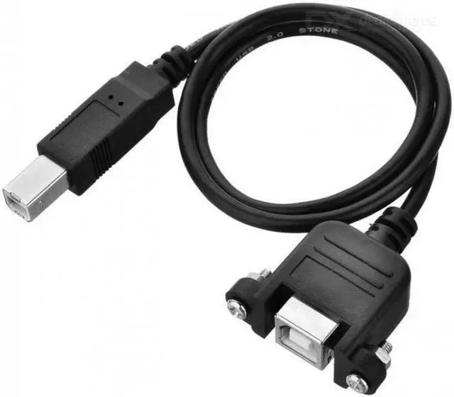 Alt view image 5 of 7 - Aomoproing USB 2.0 B Type Male to Female Printer Scanner Hard Disk Extension Cable with Screws for Panel Mount 50cm