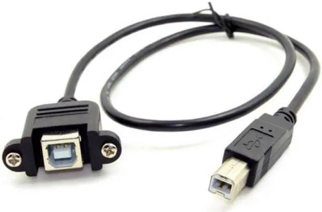 Main image of Aomoproing USB 2.0 B Type Male to Female Printer Scanner Hard Disk Extension Cable with Screws for Panel Mount 50cm