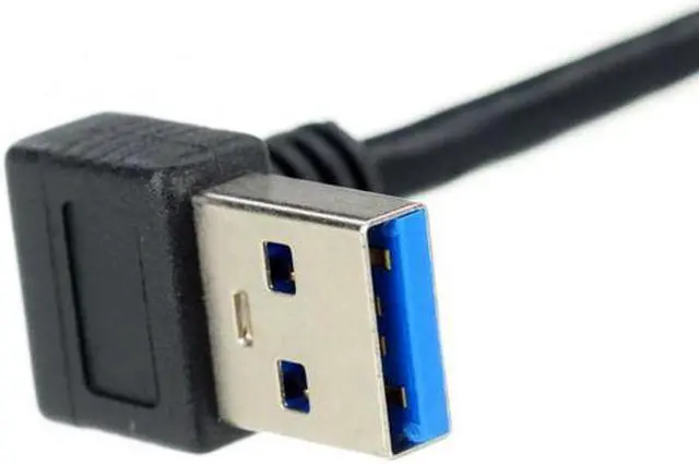 Alt view image 2 of 7 - Aomoproing Down Direction Right Angled 90 Degree USB 3.0 A plug to Micro B Plug Left Angled locking screws Panel Cable 40cm