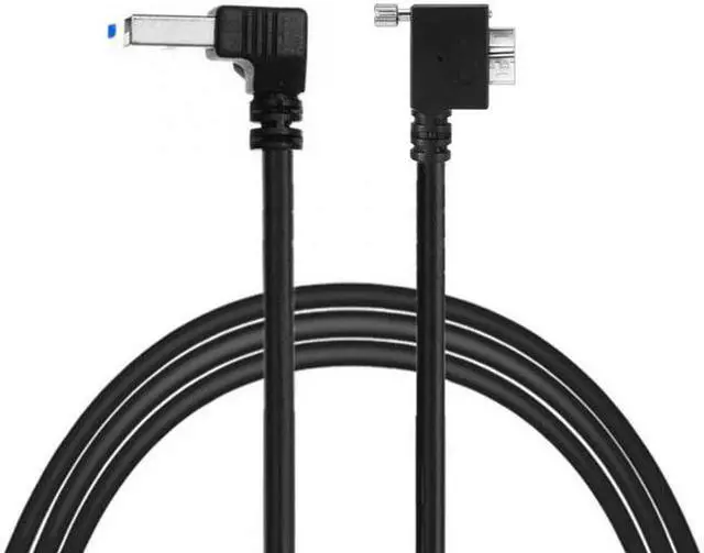 Alt view image 4 of 7 - Aomoproing Down Direction Right Angled 90 Degree USB 3.0 A plug to Micro B Plug Left Angled locking screws Panel Cable 40cm