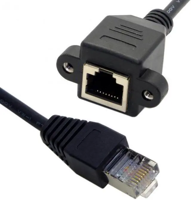 Alt view image 2 of 7 - Aomoproing 30cm 8P8C FTP STP UTP Cat 5e Male to Female Lan Ethernet Network Extension Cable with Panel Mount Holes