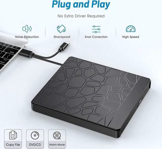 Alt view image 2 of 7 - External CD DVD Drive, Type-C USB 3.0 Slim Portable CD Reader with SD TF Card Reader & USB-Stick Port, CD/DVD-RW Burner Low Noise High Speed Data Transfer Super Drive for Laptop PC Windows,OS