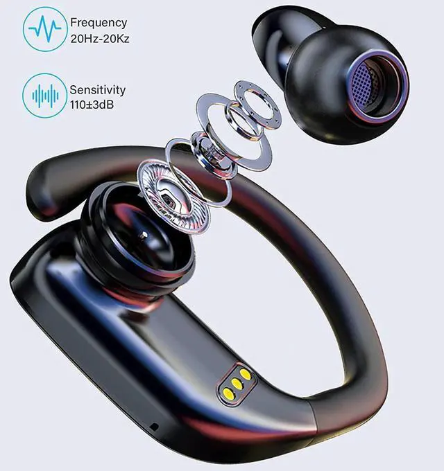 Alt view image 2 of 6 - Bluetooth Sports Headphones, True Wireless Earbuds in Ear Earphone Bluetooth Headphones, Bluetooth 5.0 Headset IPX7 waterproof, TWS Earbuds HiFi Bass with HD microphone for sports running training