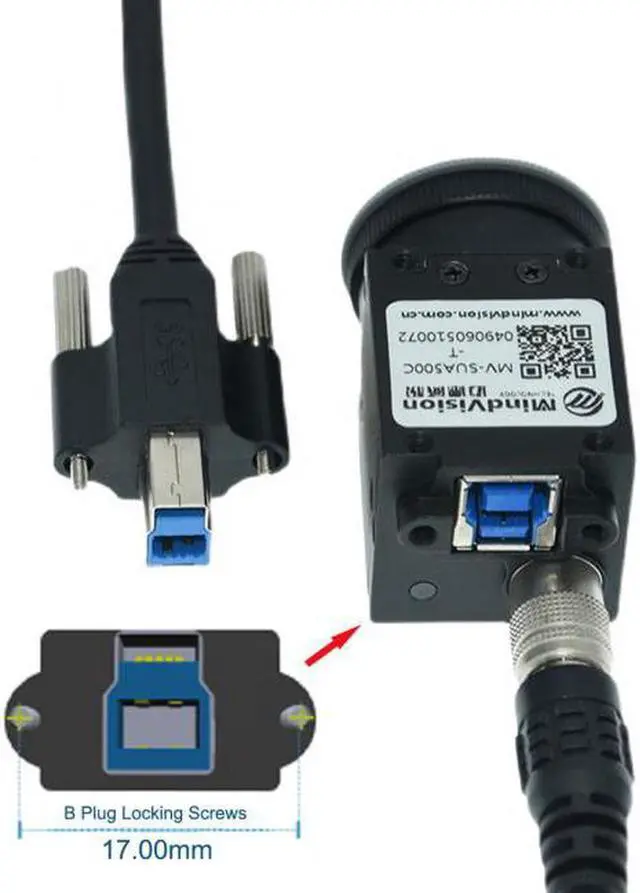 Alt view image 7 of 7 - Aomoproing Dual Thumbscrews USB 3.0 Back Panel Mount B Male to Female B Type Extension Cable 0.5m