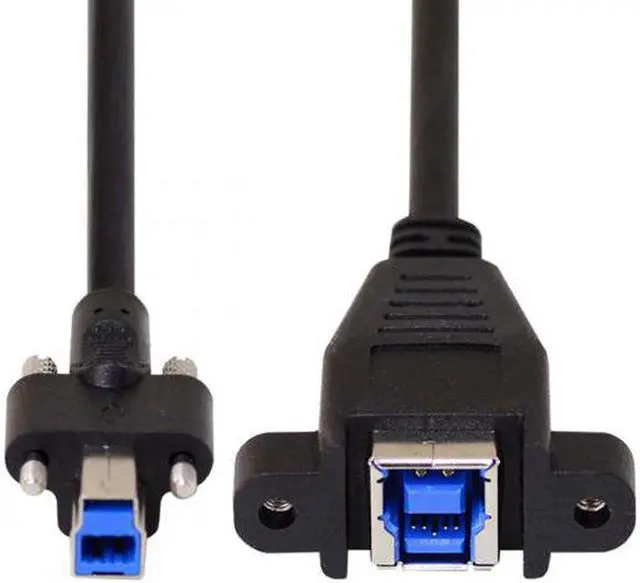 Alt view image 4 of 7 - Aomoproing Dual Thumbscrews USB 3.0 Back Panel Mount B Male to Female B Type Extension Cable 0.5m