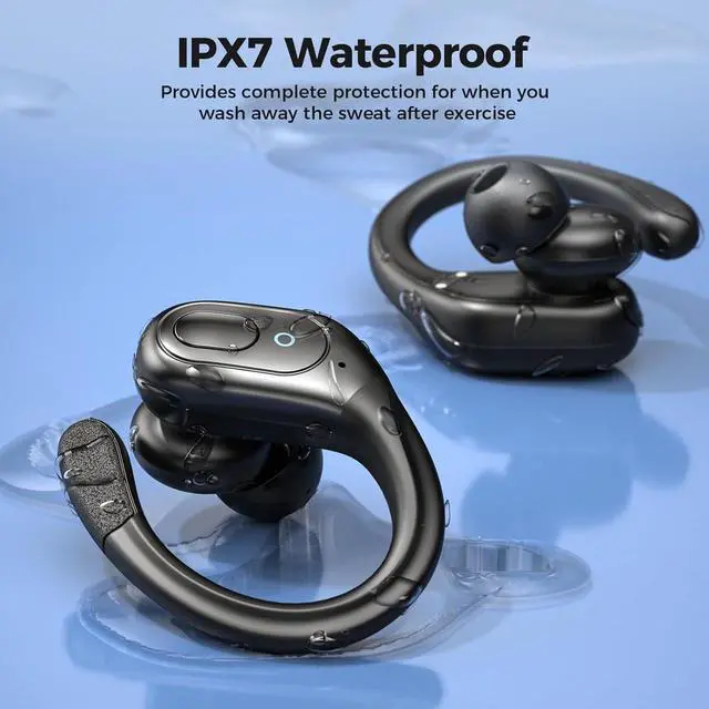 Alt view image 2 of 7 - Bluetooth Headphones, True Wireless Earbuds, BT5.3 Sports Earbuds 75H Playtime, IPX7 Waterproof, LED Power Display, Over Ear Buds with Earhooks, Mic in-Ear Headphones Deep Bass for Sports Workout