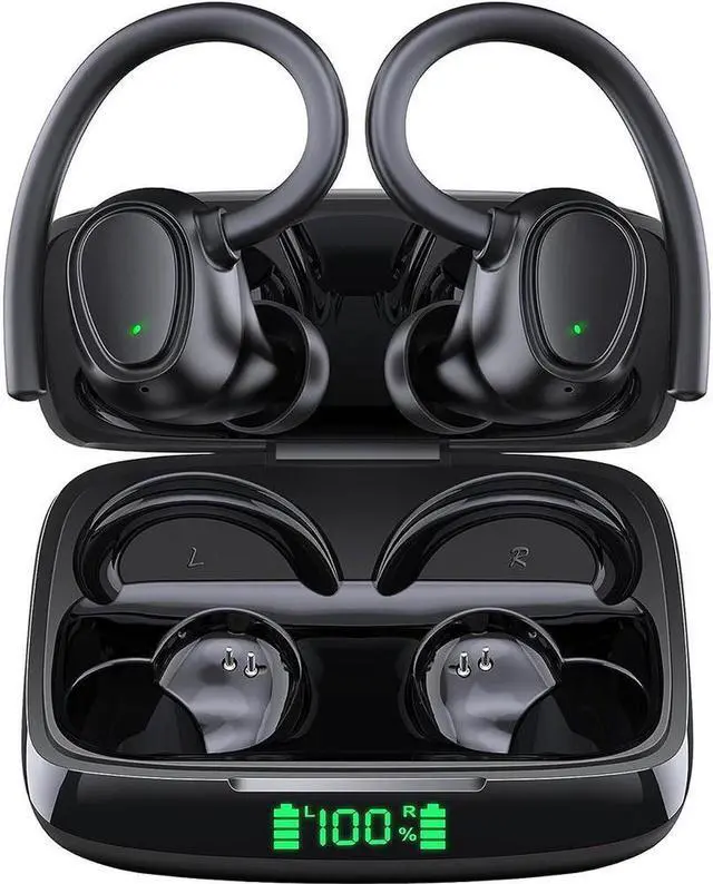 Main image of True Wireless Earbuds, Bluetooth 5.3 TWS Ear Buds 42Hrs Playtime Bluetooth Headphones with Charging Case Stereo Bass Over-Ear Earphones with Earhooks Built-in Mic Waterproof Headset for Sports