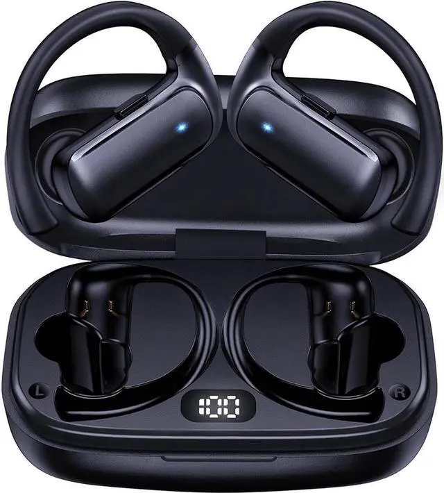 Main image of True Wireless Earbuds, Bluetooth Headphones with Earhook 30Hrs Playtime Sport Ear Buds IPX7 Waterproof Over-Ear Headsets with Microphones Earphones for Workout Fitness Running Gym Black