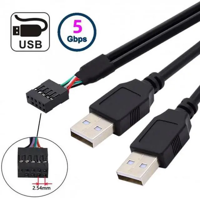 Alt view image 5 of 6 - Aomoproing Motherboard 9Pin 10Pin Female Housing to Dual USB 2.0 Male Type-A Cable 50cm