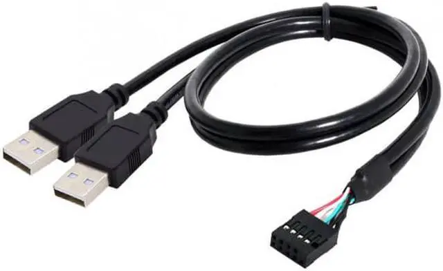 Alt view image 2 of 6 - Aomoproing Motherboard 9Pin 10Pin Female Housing to Dual USB 2.0 Male Type-A Cable 50cm