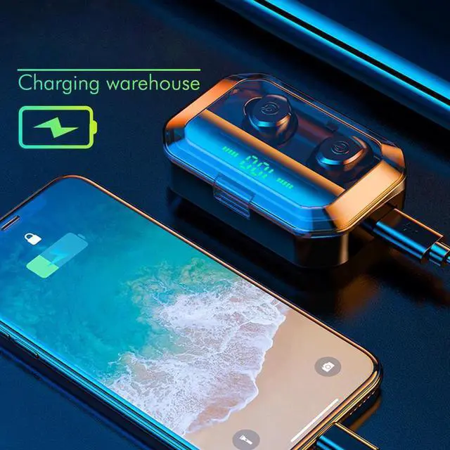 Alt view image 3 of 7 - Ture Wireless Earbuds, Bluetooth 5.0 Headphones, TWS Earphones, Wireless in-Ear Earbuds IPX7 Waterproof Wireless Eardphones with Charging Case,Led Digital Display (Built-in Mic, 3D Stereo)