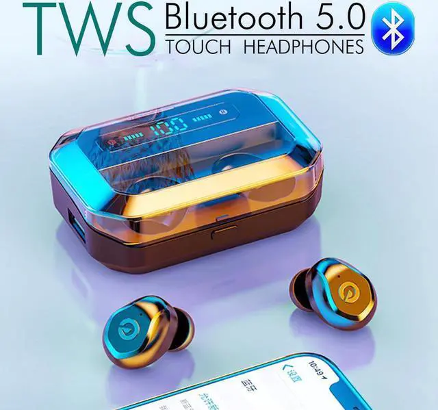 Alt view image 6 of 7 - Ture Wireless Earbuds, Bluetooth 5.0 Headphones, TWS Earphones, Wireless in-Ear Earbuds IPX7 Waterproof Wireless Eardphones with Charging Case,Led Digital Display (Built-in Mic, 3D Stereo)