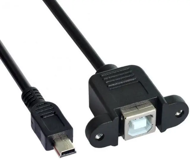 Main image of Aomoproing  Mini USB 5pin Male to USB B Female Panel Mount Type Cable With Screws