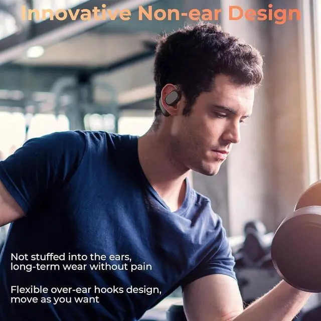 Alt view image 6 of 7 - Wireless Earbuds | Bluetooth Headphones, Non-In-Ear Ear Protection Headphones Wireless Bluetooth 5.3 with LED Display, Up to 8 Hours Playtime Touch Control Sports Waterproof Earbuds Wireless Bluetooth