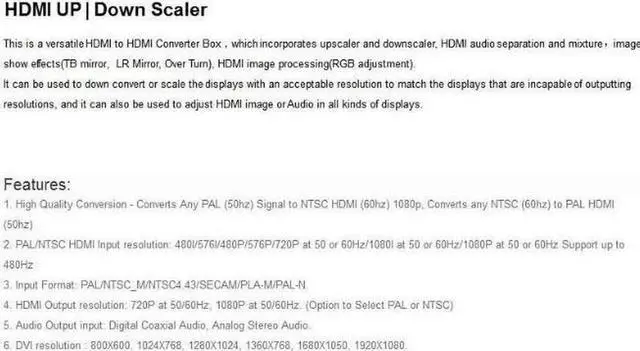 Alt view image 5 of 7 - HDMI to HDMI Video Converter, Left-right Mirror TB Mirror Over Turn UP/Down Scaler (Mirror around,flip) Coaxial 3.5mm Audio Separation Mixture