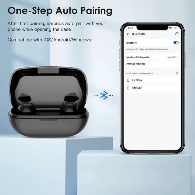 Alt view image 6 of 7 - True Wireless Earbuds, Ear Buds Wireless Bluetooth Earbuds with Microphone, Touch Control Earbud & Full in-Ear Headphones for Workout, Stereo Deep Bass IPX5 Waterproof Earbuds for IOS Android Phones