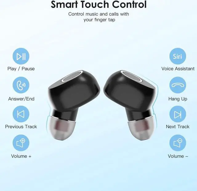 Alt view image 5 of 7 - True Wireless Earbuds, Ear Buds Wireless Bluetooth Earbuds with Microphone, Touch Control Earbud & Full in-Ear Headphones for Workout, Stereo Deep Bass IPX5 Waterproof Earbuds for IOS Android Phones