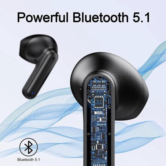 Alt view image 5 of 7 - Ture Wireless Earbuds, Bluetooth 5.1 Earbuds in-Ear Stereo Mini Earphone, Bluetooth Headphones with Mic for Clear Calls, 6H Single Play Time, IP7 Waterproof Wireless Earphones with USB-C Charging Case
