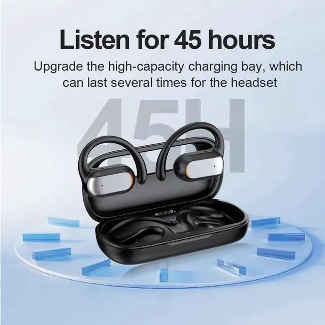 Alt view image 7 of 7 - Open Ear Headphones Wireless 5.4 Earbuds Support 2 Devices Connecting Over-Ear Touch Control 16mm Speakers Ear Buds IP6 Waterproof Earphones 45H Playback LED Power Display Headset for Gym