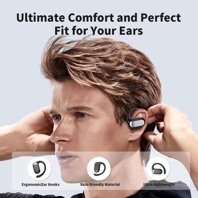Alt view image 2 of 7 - Open Ear Headphones Wireless 5.4 Earbuds Support 2 Devices Connecting Over-Ear Touch Control 16mm Speakers Ear Buds IP6 Waterproof Earphones 45H Playback LED Power Display Headset for Gym