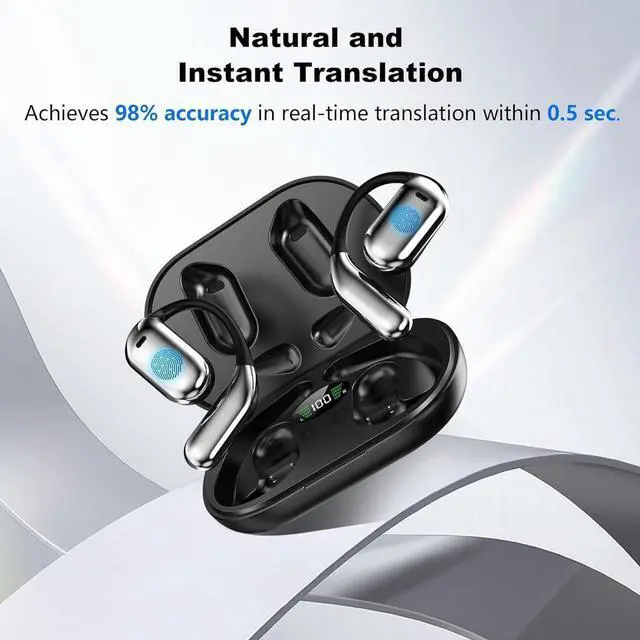 Alt view image 3 of 7 - True Wireless Earbuds for AI Translation Real Time, Bluetooth 5.4 Headphones 3-in-1 Translator Earbud with 144-Languages & Accents, HD Stereo Sound, in Ear Headphones for Travel Sport Workout