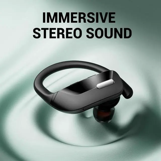 Alt view image 6 of 6 - Sport Wireless Earbuds, Bluetooth Headphones 48H Playback Premiun Bass Ear Buds with Earhooks Mic LED Power Display Charging Case in-Ear Earphones Headset for Workout Gym Exercise Running