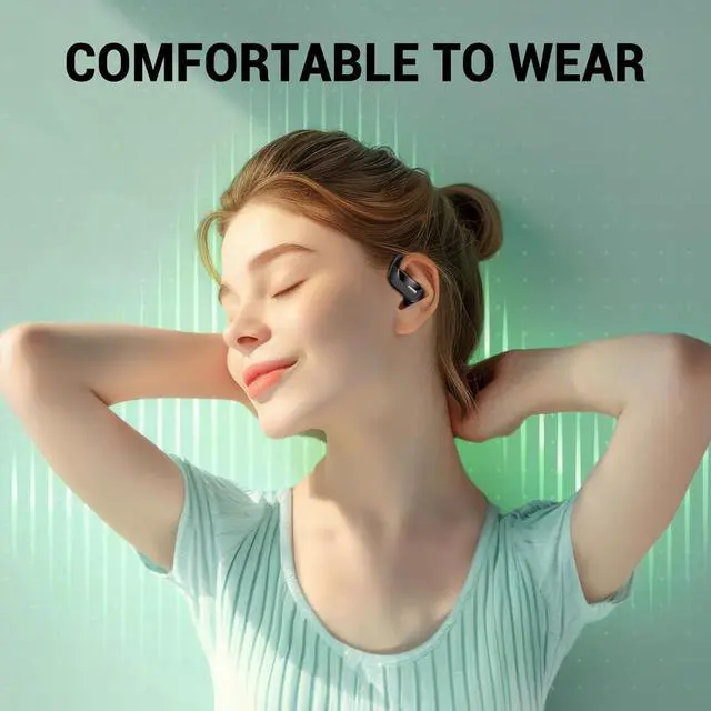 Alt view image 4 of 6 - Sport Wireless Earbuds, Bluetooth Headphones 48H Playback Premiun Bass Ear Buds with Earhooks Mic LED Power Display Charging Case in-Ear Earphones Headset for Workout Gym Exercise Running