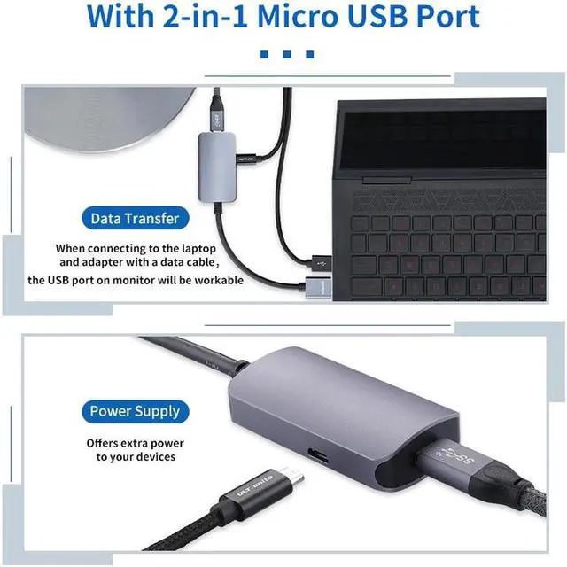 Alt view image 3 of 7 - Premium 4K 60Hz HDMI Male to USB-C Female Adapter Type C USB 3.1 Monitor Input to HDMI-Output Laptop Converters USB C