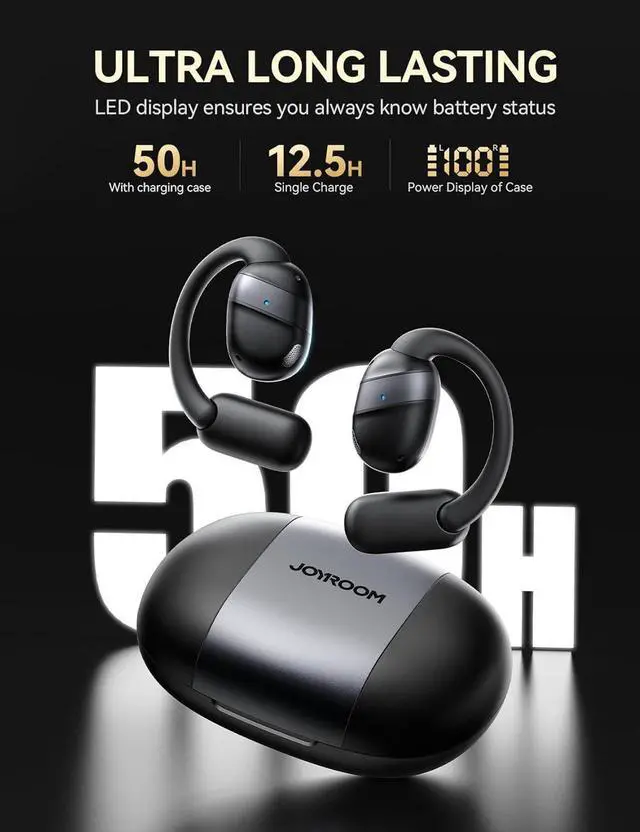 Alt view image 6 of 7 - Open Ear Headphones, Bluetooth 5.4 Wireless Earbuds with Digital Display, Ultra-Comfort, Clear Calls, Powerful Sound, 50H Playtime, IPX4 Waterproof Sports Earphones for Running & Workouts