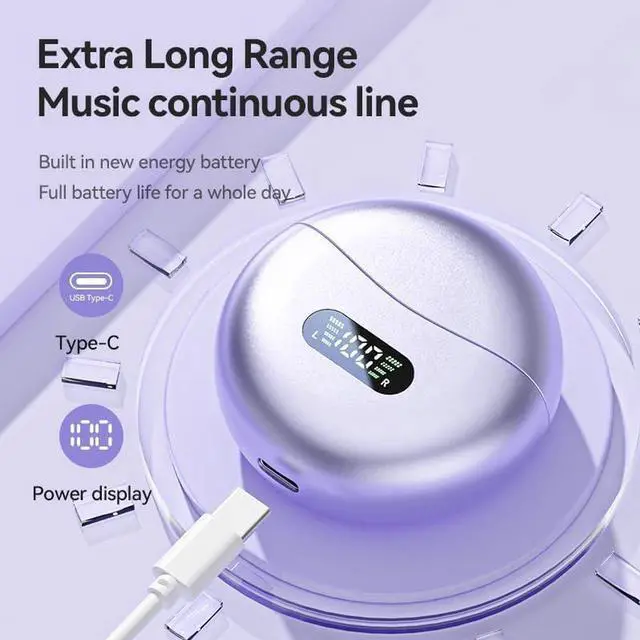 Alt view image 6 of 7 - Wireless Earbuds with Bluetooth 5.4 Low Latency, HD Sound,60H Playback LED Power Display Earphones Comfortable Fit Waterproof in-Ear Headphones with Mic for Multi-Scenario Suitable for All Ages
