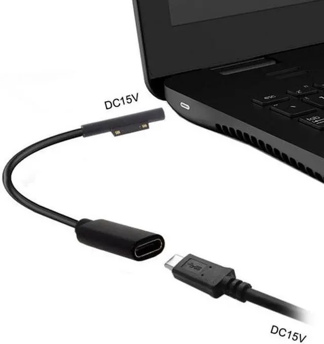 Alt view image 7 of 7 - Aomoproing 15V Type-C USB-C Female to Surface Pro3 Pro4 Pro5 Pro6 Book Pro Charge Cable