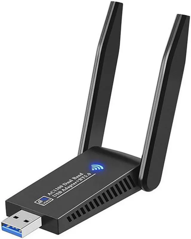 Main image of Dual Band WiFi + Bluetooth 5.0 Wireless Network Card USB 3.0 1300M 802.11ac Adapter AC1300 With Antenna For Laptop PC 2.4GHz + 5.8GHz Mini Dongle