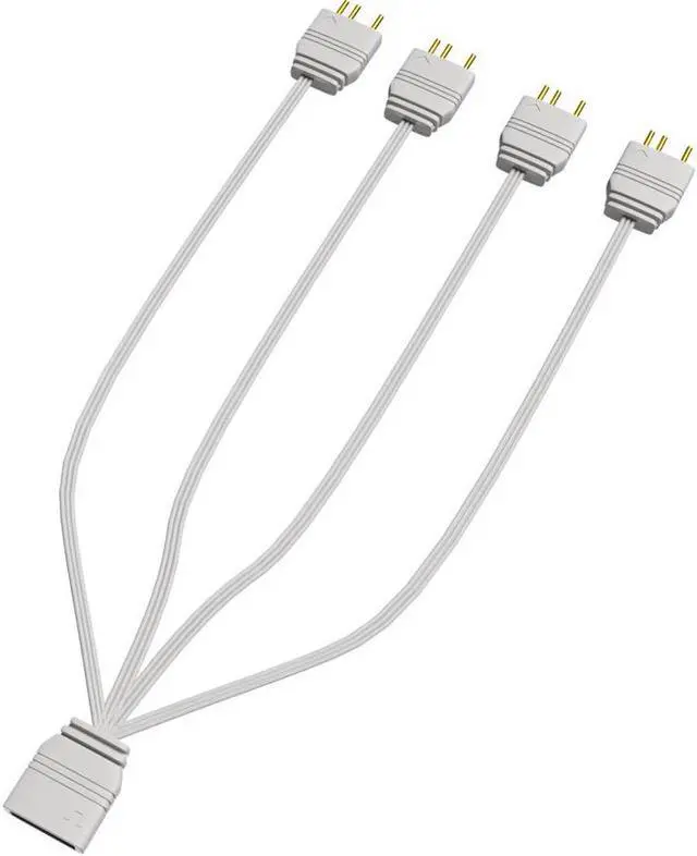 Alt view image 3 of 7 - 2 Pack 1.1ft 5V 3Pin Addressable RGB Splitter Cable Female to Male 1 to 4 ARGB Splitter Cord