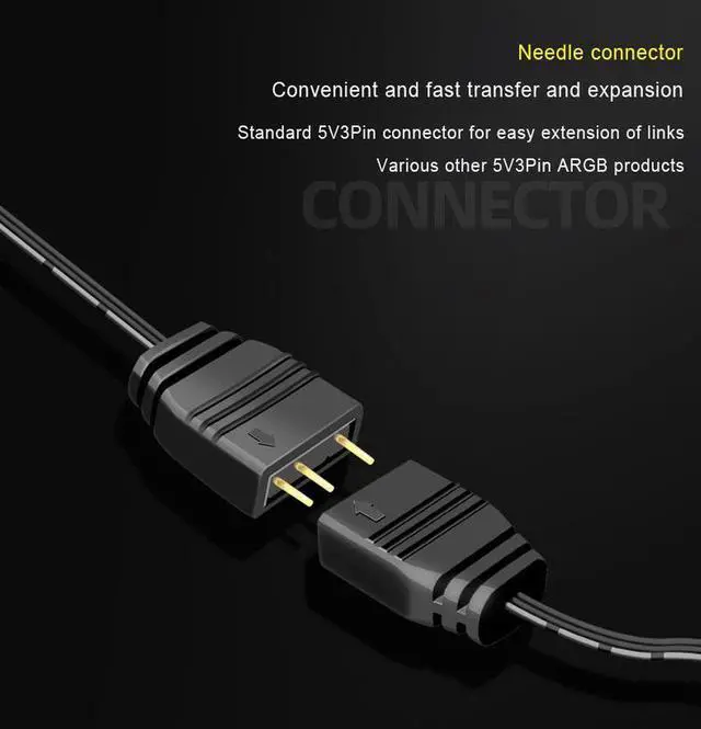 Alt view image 2 of 7 - 2 Pack 1.1ft 5V 3Pin Addressable RGB Splitter Cable Female to Male 1 to 4 ARGB Splitter Cord
