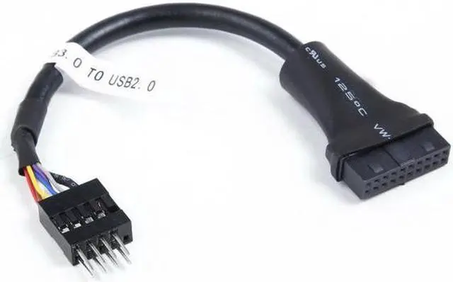 Alt view image 5 of 6 - Aomoproing 2pcs USB 2.0 9Pin to USB 3.0 20pin Housing Header Female Cable Reversible for Motherboard