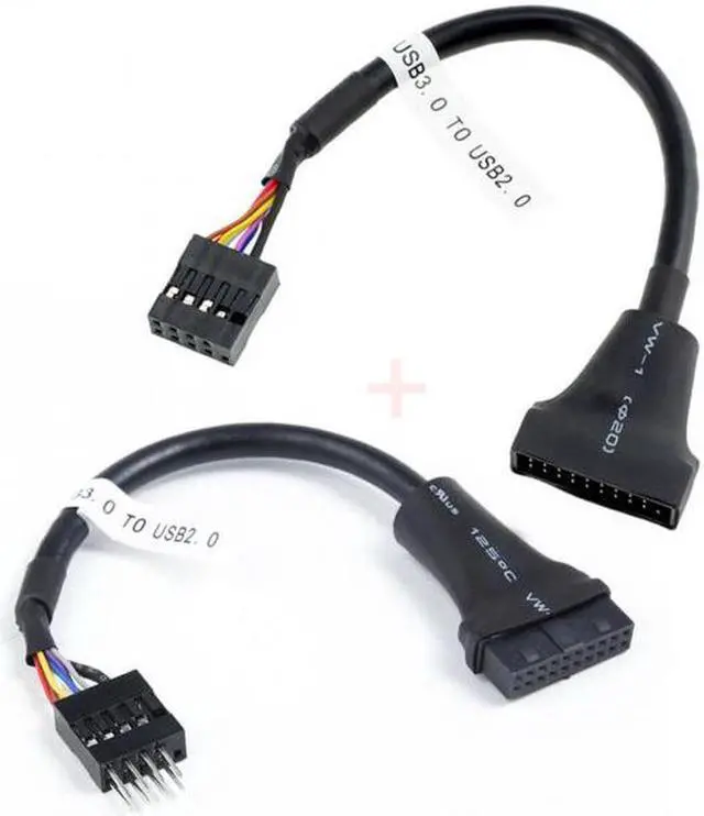 Main image of Aomoproing 2pcs USB 2.0 9Pin to USB 3.0 20pin Housing Header Female Cable Reversible for Motherboard