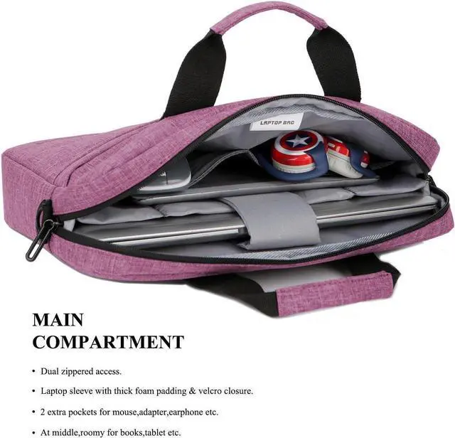 Alt view image 6 of 7 - 13"Laptop Shoulder Bag Messenger Bag for Macbook Air PRO Retina Laptop / Notebook / MacBook / Ultrabook / Chromebook Computers,(13-13.3 Inch,Purple)