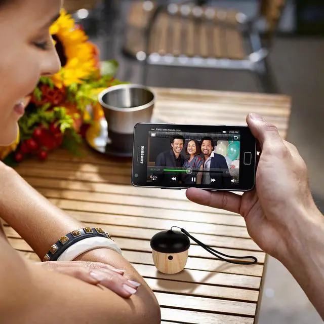 Alt view image 6 of 7 - Portable Mini Wireless Bluetooth Nut Speaker with Sling for iPhone iPad Android and More