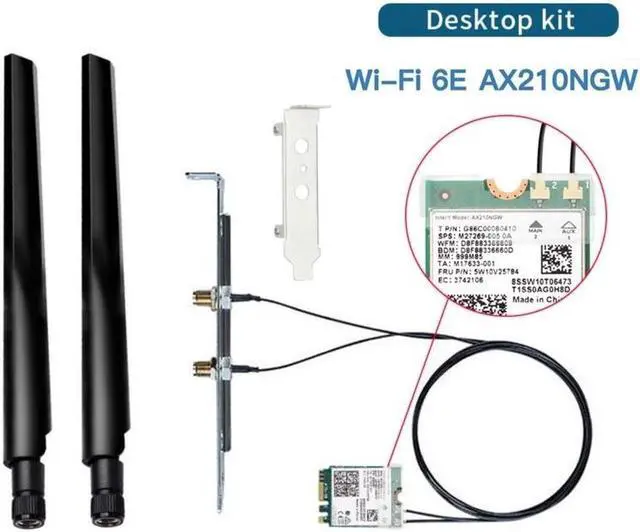 Alt view image 4 of 7 - M.2 Desktop Kit Intel AX210 Dual Band wifi Card Wi-Fi 6E AX210NGW M.2 Wifi Bluetooth 5.2 card Wireless Network 802.11ax Adapter for Windows 10