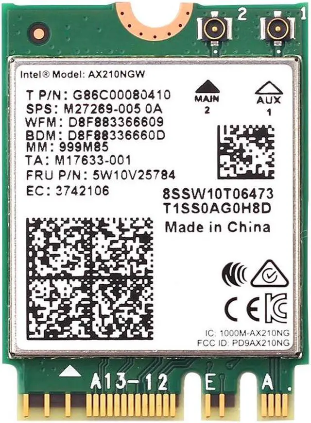 Alt view image 2 of 7 - M.2 Desktop Kit Intel AX210 Dual Band wifi Card Wi-Fi 6E AX210NGW M.2 Wifi Bluetooth 5.2 card Wireless Network 802.11ax Adapter for Windows 10