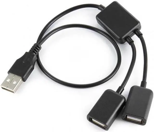 Alt view image 3 of 7 - Aomoproing Black USB 2.0 Dual Ports Hub Cable Bus power For Laptop Mac Notebook PCMouseFlash Disk