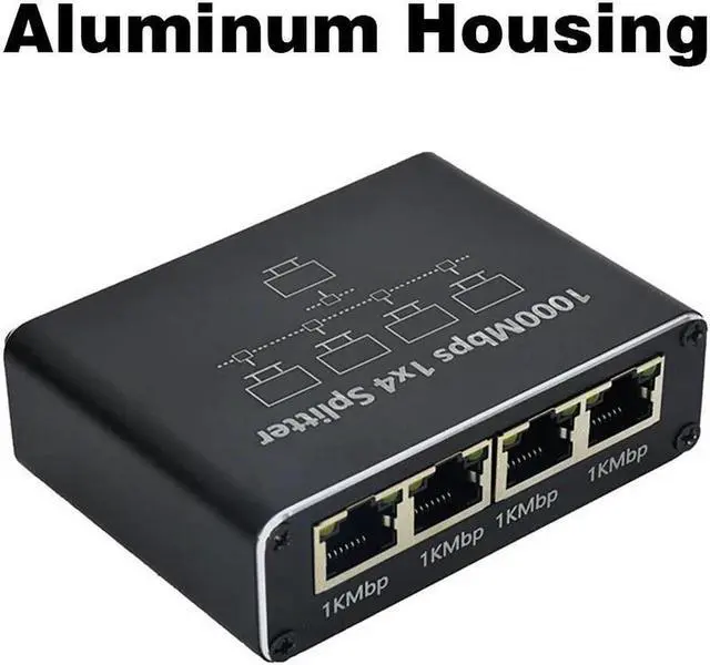 Alt view image 4 of 4 - RJ45 Ethernet Splitter 1 to 4 Out, 1000Mbps Network Splitter with USB Power Cable, Gigabit LAN Internet Splitter Connector for Cat 5/5e/6/7/8, Support Two Devices Working Simultaneously