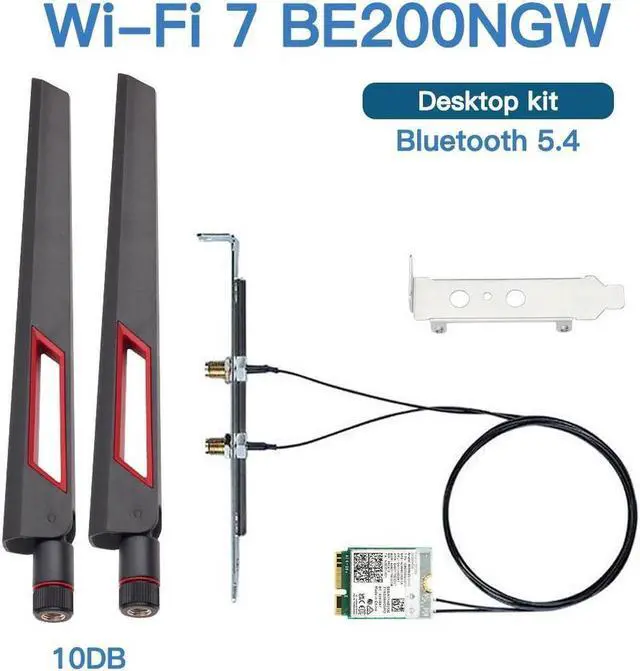 Main image of BE200NG Wi-Fi 7 Desktop Kit 8774Mbps (6G+5G+2.4G) with Bluetooth 5.4, 802.11 be200 M.2 WiFi Card Tri-Band Wireless Network Adapter for PC, Supports Windows 11, 10 (64bit) only.