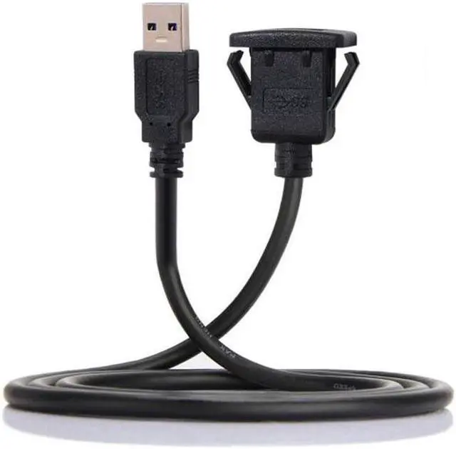 Alt view image 5 of 5 - Aomoproing  1m Waterproof Single USB 3.0 Extension Latch Mount Car AUX Cable for Dashboard Panel