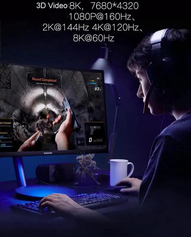 Alt view image 4 of 7 - 3.3ft 8K@60Hz 4k/2K/1080p HDMI-compatible Male To HDMI Male V2.1 SDR HDR Ultra HD UHD Cable For Laptops Monitor Projector, 2-PACK, 3.3FT