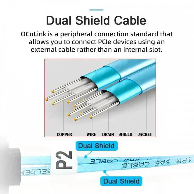 Alt view image 2 of 7 - Aomoproing Down Angled 90 Degree OcuLink PCIe 4.0 PCI-Express Data Active Cable for eGPU SSD 80cm
