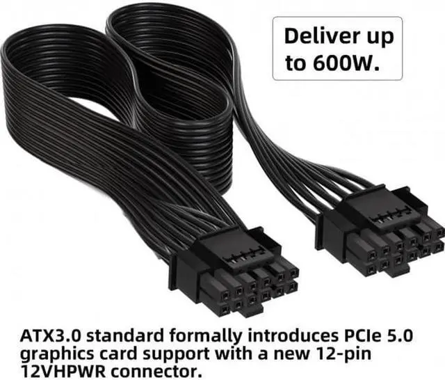 Alt view image 3 of 7 - Aomoproing 12VHPWR ATX3.0 PCI-E 5.0 Power Modular Cable 16Pin to 16Pin for 3080 3090TI PSU 12+4Pin Graphics Card